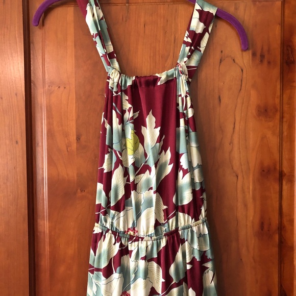 Nwt Lulu's Boho Burgundy Floral Print Tie-Back Tiered Maxi Dress - Picture 4 of 6